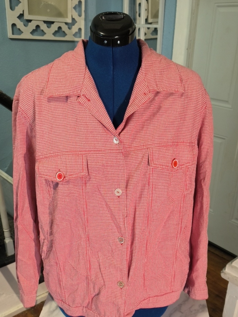 Koret City Blues Vintage Women's Red And White Gingham Button-Front Jacket